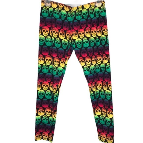 No Boundaries Skull Leggings Like New sz L - Picture 3 of 4